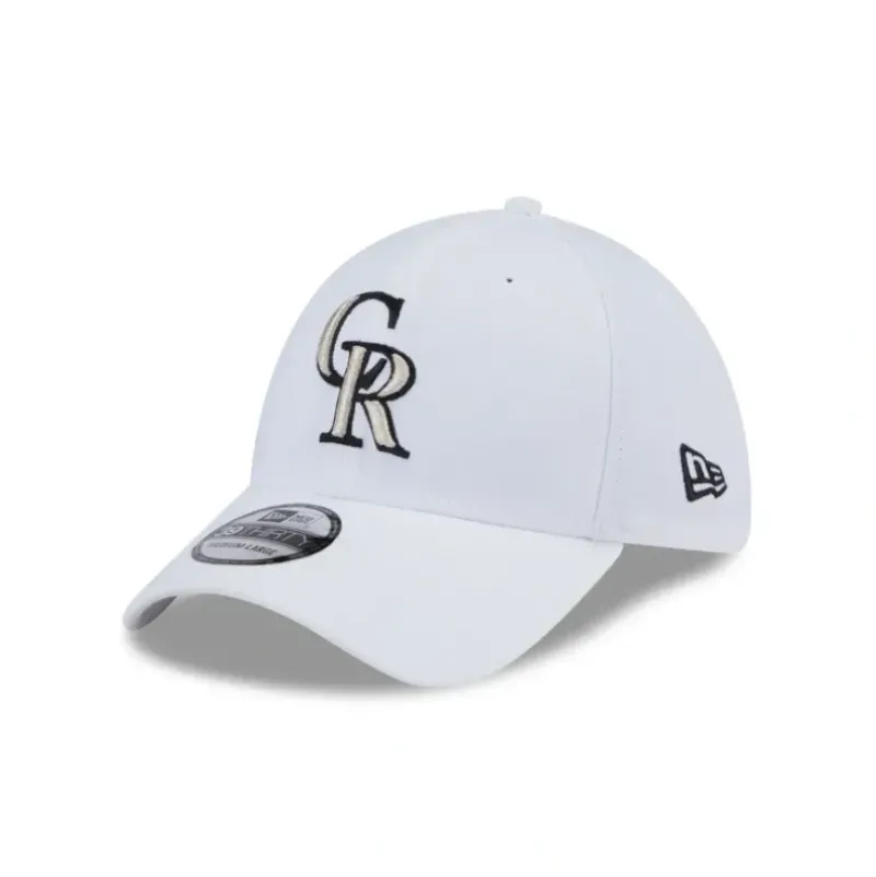Discount Colorado Rockies Optic White 39THIRTY Stretch Fit Hat - KTGCaps - Baseball caps for various teams, purchased online at a discount Caps