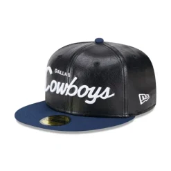 Sale Dallas Cowboys Faux Leather Crown 59FIFTY Fitted Hat - KTGCaps - Baseball caps for various teams, purchased online at a discount Caps