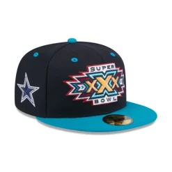New Dallas Cowboys Navy Super Bowl Side Patch 59FIFTY Fitted Hat - KTGCaps - Baseball caps for various teams, purchased online at a discount Caps