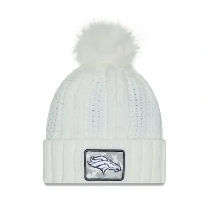 Clearance Denver Broncos 2024 Salute to Service Womens Pom Knit Hat - KTGCaps - Baseball caps for various teams, purchased online at a discount Caps