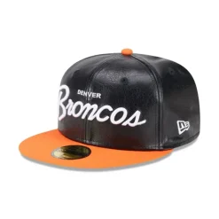 Shop Denver Broncos Faux Leather Crown 59FIFTY Fitted Hat - KTGCaps - Baseball caps for various teams, purchased online at a discount Caps