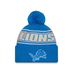 Best Sale Detroit Lions 2024 Cold Weather Kids Pom Knit Hat - KTGCaps - Baseball caps for various teams, purchased online at a discount Caps