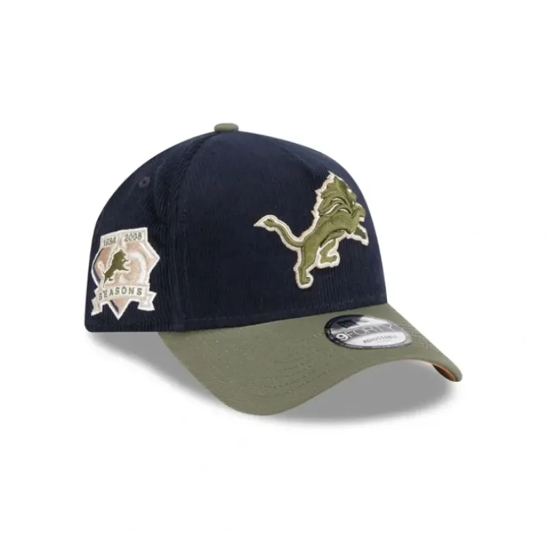 Flash Sale Detroit Lions Navy 9FORTY AFrame Snapback Hat - KTGCaps - Baseball caps for various teams, purchased online at a discount Caps