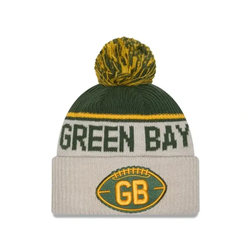 Outlet Green Bay Packers 2024 Cold Weather Historic Pom Knit Hat - KTGCaps - Baseball caps for various teams, purchased online at a discount Caps