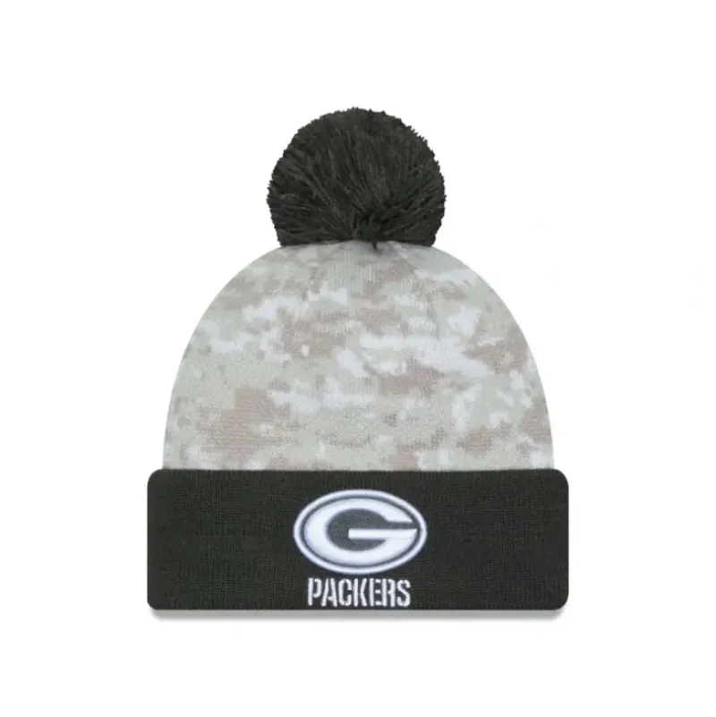 Sale Green Bay Packers 2024 Salute to Service Pom Knit Hat - KTGCaps - Baseball caps for various teams, purchased online at a discount Caps