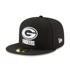 Clearance Green Bay Packers Black amp White 59FIFTY Fitted Hat - KTGCaps - Baseball caps for various teams, purchased online at a discount Caps