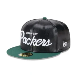 Flash Sale Green Bay Packers Faux Leather Crown 59FIFTY Fitted Hat - KTGCaps - Baseball caps for various teams, purchased online at a discount Caps