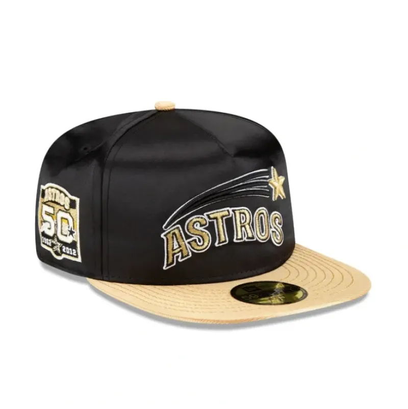 Outlet Houston Astros Metallic Gold 59FIFTY AFrame Fitted Hat - KTGCaps - Baseball caps for various teams, purchased online at a discount Caps