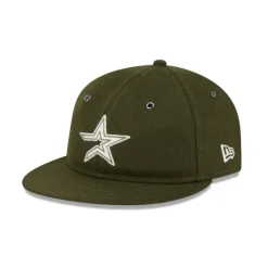 Fashion Houston Astros New Olive Wool Retro Crown 9FIFTY Adjustable Hat - KTGCaps - Baseball caps for various teams, purchased online at a discount Caps