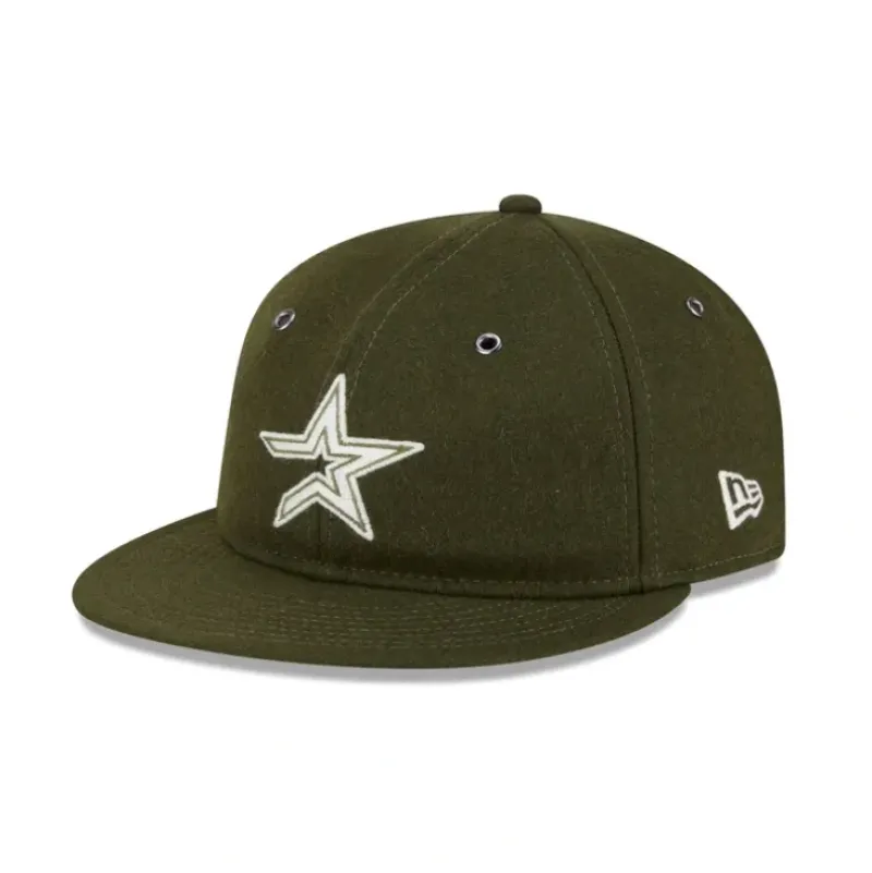 Fashion Houston Astros New Olive Wool Retro Crown 9FIFTY Adjustable Hat - KTGCaps - Baseball caps for various teams, purchased online at a discount Caps