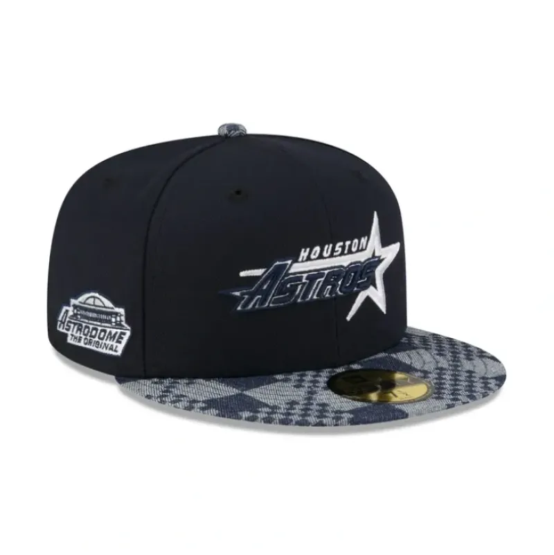 Hot Houston Astros Pattern Denim 59FIFTY Fitted Hat - KTGCaps - Baseball caps for various teams, purchased online at a discount Caps