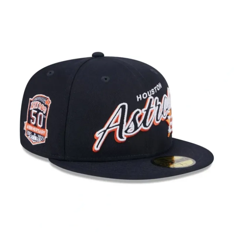 Online Houston Astros Script Sided 59FIFTY Fitted Hat - KTGCaps - Baseball caps for various teams, purchased online at a discount Caps