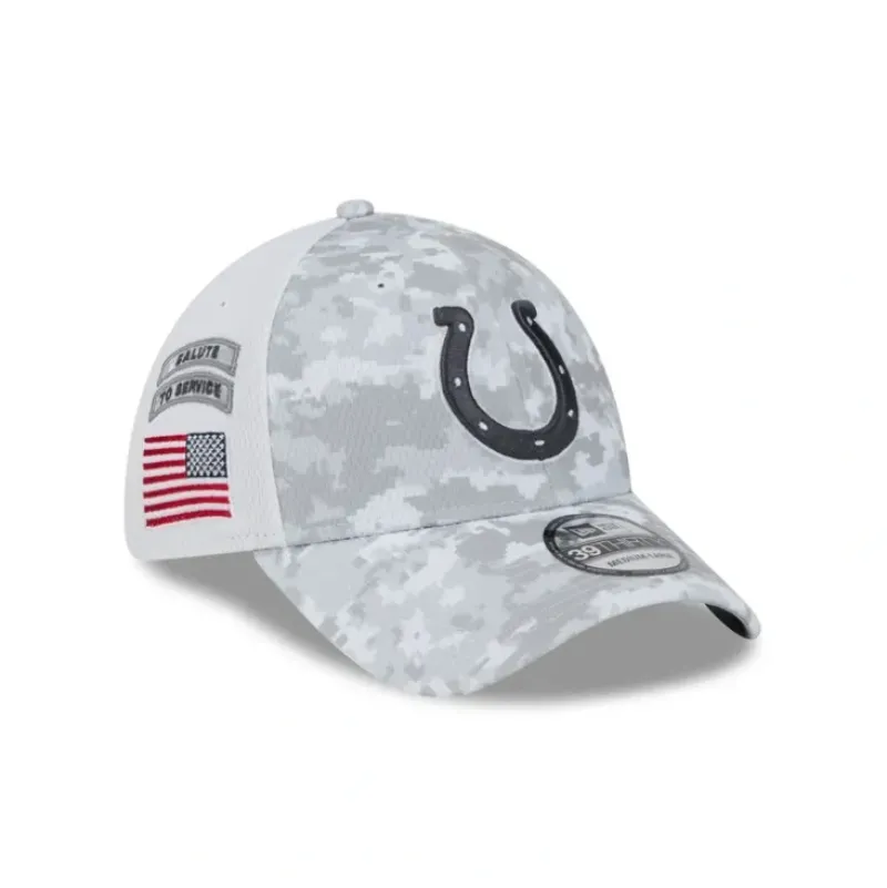 New Indianapolis Colts 2024 Salute to Service 39THIRTY Stretch Fit Hat - KTGCaps - Baseball caps for various teams, purchased online at a discount Caps