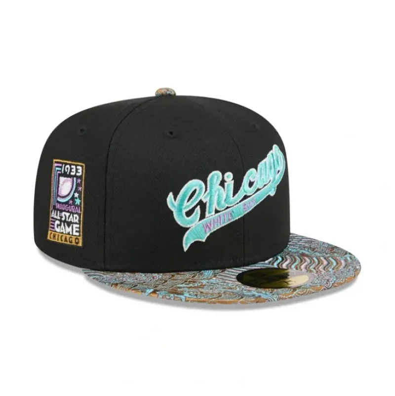 Sale Just Caps Jacquard Visor Chicago White Sox 59FIFTY Fitted Hat - KTGCaps - Baseball caps for various teams, purchased online at a discount Caps