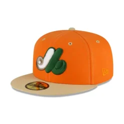 New Just Caps Orange Popsicle Montreal Expos 59FIFTY Fitted Hat - KTGCaps - Baseball caps for various teams, purchased online at a discount Caps