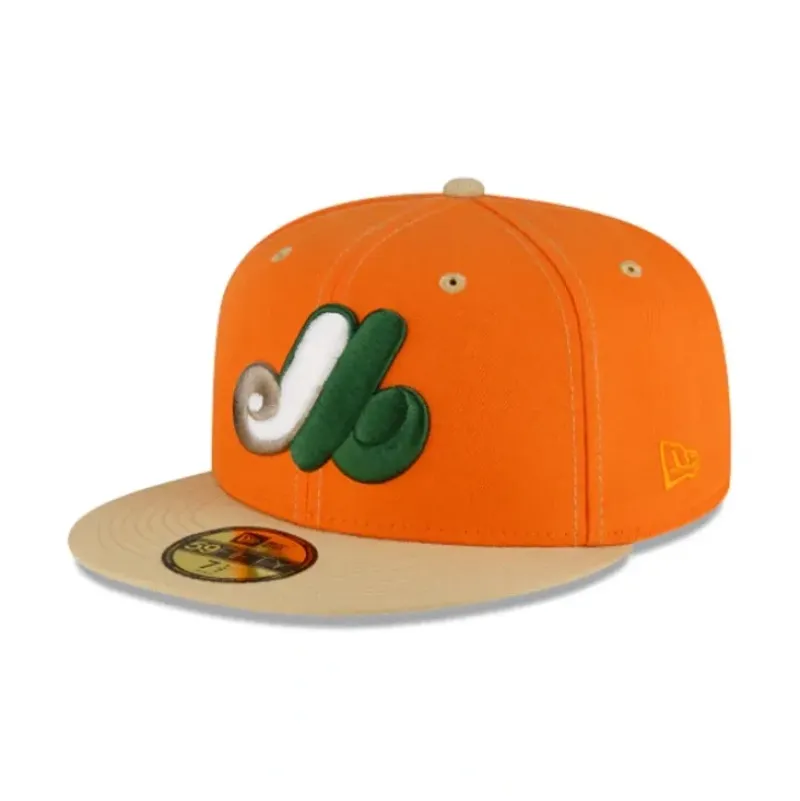 New Just Caps Orange Popsicle Montreal Expos 59FIFTY Fitted Hat - KTGCaps - Baseball caps for various teams, purchased online at a discount Caps
