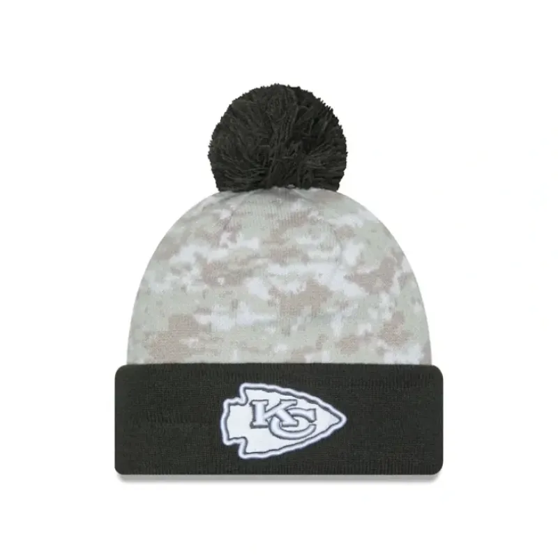 Fashion Kansas City Chiefs 2024 Salute to Service Pom Knit Hat - KTGCaps - Baseball caps for various teams, purchased online at a discount Caps