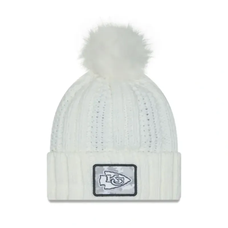 Outlet Kansas City Chiefs 2024 Salute to Service Womens Pom Knit Hat - KTGCaps - Baseball caps for various teams, purchased online at a discount Caps