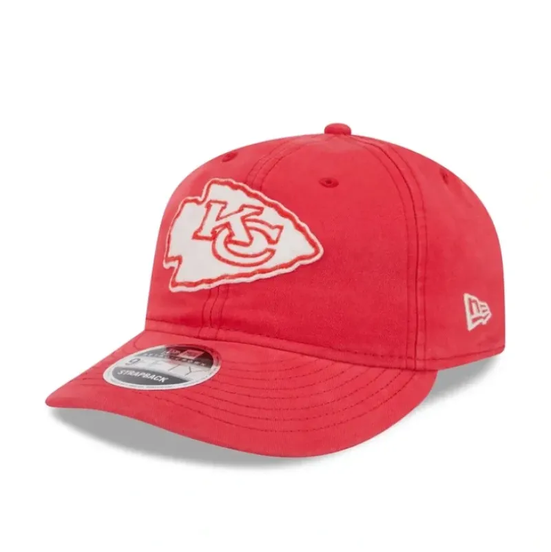 New Kansas City Chiefs Canvas Felt Retro Crown 9FIFTY Adjustable Hat - KTGCaps - Baseball caps for various teams, purchased online at a discount Caps