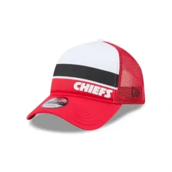 Flash Sale Kansas City Chiefs Color Block 9FORTY AFrame Trucker Snapback Hat - KTGCaps - Baseball caps for various teams, purchased online at a discount Caps