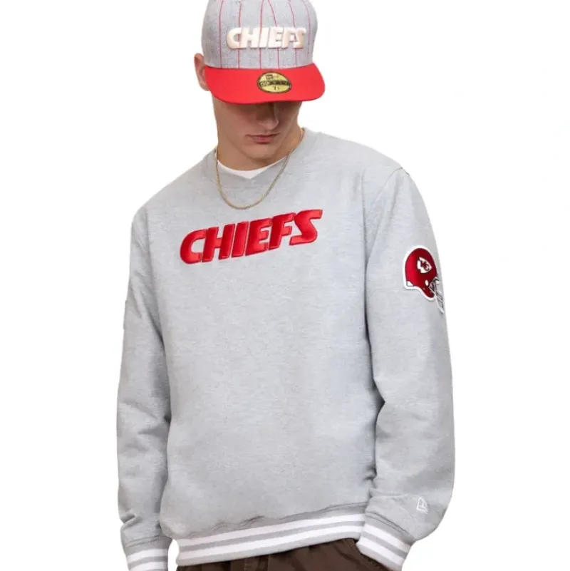 Sale Kansas City Chiefs Gray Logo Select Crewneck - KTGCaps - Baseball caps for various teams, purchased online at a discount Caps
