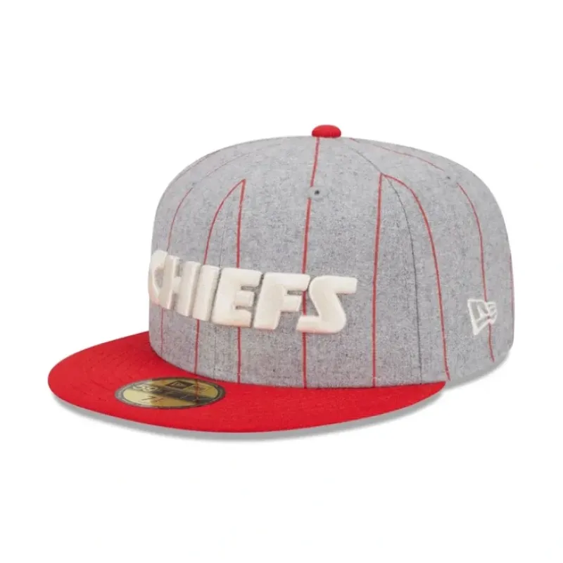 Hot Kansas City Chiefs Heather Pinstripe 59FIFTY Fitted Hat - KTGCaps - Baseball caps for various teams, purchased online at a discount Caps