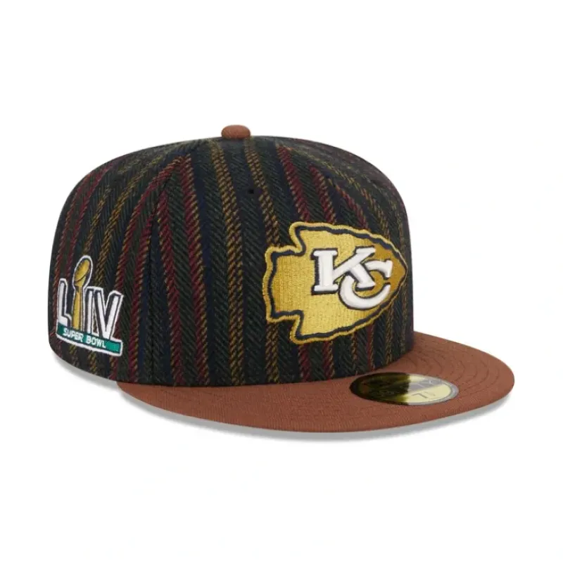 New Kansas City Chiefs Vintage Herringbone 59FIFTY Fitted Hat - KTGCaps - Baseball caps for various teams, purchased online at a discount Caps