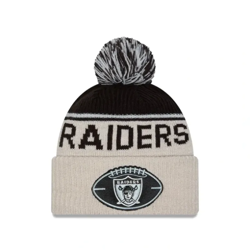 Fashion Las Vegas Raiders 2024 Cold Weather Historic Pom Knit Hat - KTGCaps - Baseball caps for various teams, purchased online at a discount Caps