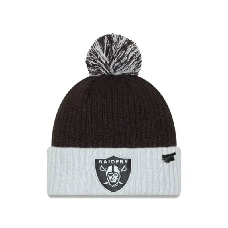Discount Las Vegas Raiders 2024 Inspire Change Pom Knit Hat - KTGCaps - Baseball caps for various teams, purchased online at a discount Caps