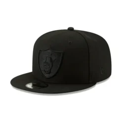 Discount Las Vegas Raiders Basic Black On Black 9FIFTY Snapback Hat - KTGCaps - Baseball caps for various teams, purchased online at a discount Caps
