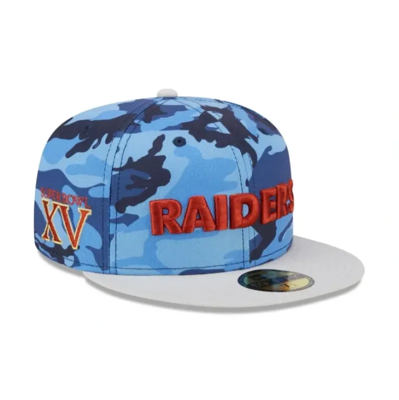 Flash Sale Las Vegas Raiders Blue Camo 59FIFTY Fitted Hat - KTGCaps - Baseball caps for various teams, purchased online at a discount Caps