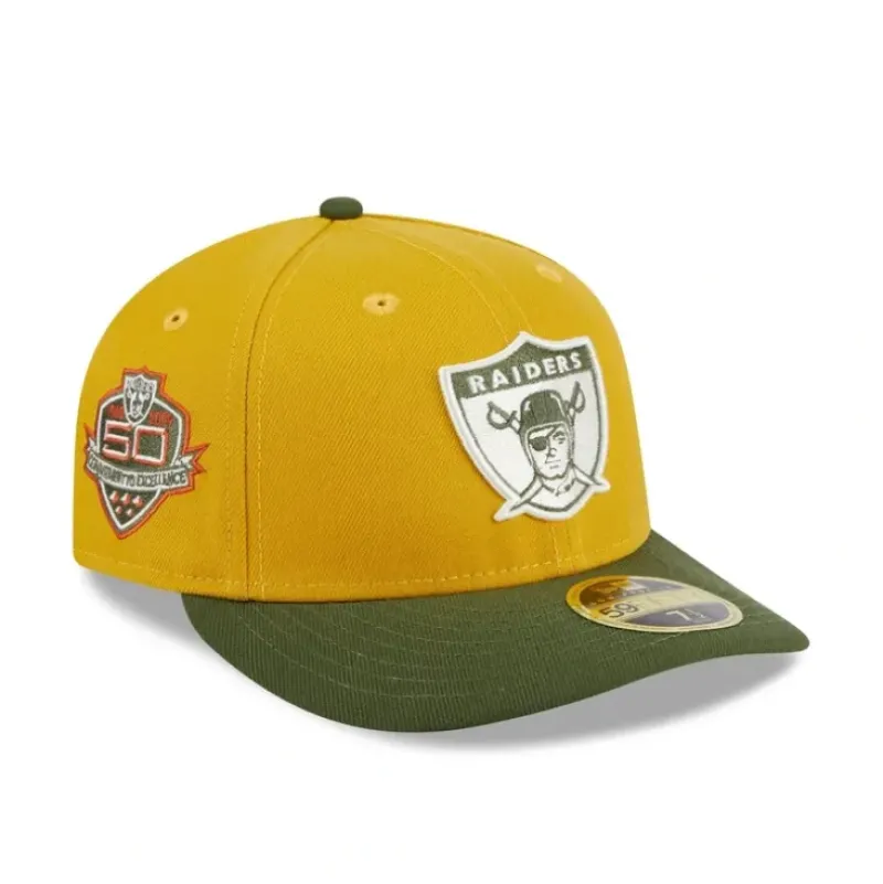 Clearance Las Vegas Raiders Cinnamon Sage Low Profile 59FIFTY Fitted Hat - KTGCaps - Baseball caps for various teams, purchased online at a discount Caps