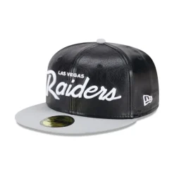 Fashion Las Vegas Raiders Faux Leather Crown 59FIFTY Fitted Hat - KTGCaps - Baseball caps for various teams, purchased online at a discount Caps