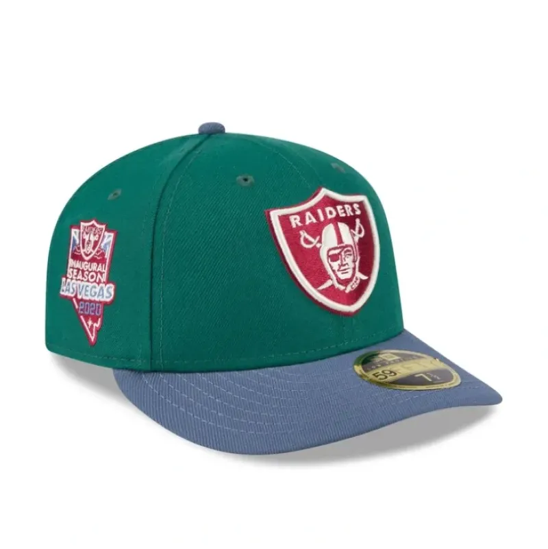 Outlet Las Vegas Raiders Green Gemstone Low Profile 59FIFTY Fitted Hat - KTGCaps - Baseball caps for various teams, purchased online at a discount Caps