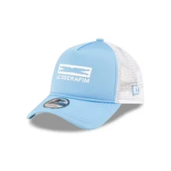 Discount Le Sserafim Blue 9FORTY AFrame Trucker Hat - KTGCaps - Baseball caps for various teams, purchased online at a discount Caps