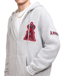 Flash Sale Los Angeles Angels Gray Logo Select FullZip Hoodie - KTGCaps - Baseball caps for various teams, purchased online at a discount Caps