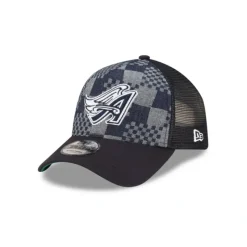 Outlet Los Angeles Angels Pattern Denim 9FORTY AFrame Trucker Hat - KTGCaps - Baseball caps for various teams, purchased online at a discount