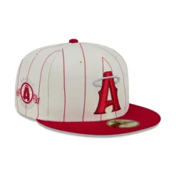 Discount Los Angeles Angels Throwback Pinstripe 59FIFTY Fitted Hat - KTGCaps - Baseball caps for various teams, purchased online at a discount