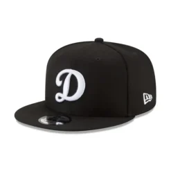 New Los Angeles Dodgers Basic Black and White 9FIFTY Snapback Hat - KTGCaps - Baseball caps for various teams, purchased online at a discount