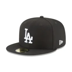 Hot Los Angeles Dodgers Black and White Basic 59FIFTY Fitted Hat - KTGCaps - Baseball caps for various teams, purchased online at a discount