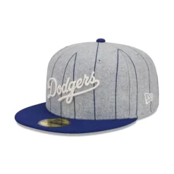 Fashion Los Angeles Dodgers Heather Pinstripe 59FIFTY Fitted Hat - KTGCaps - Baseball caps for various teams, purchased online at a discount