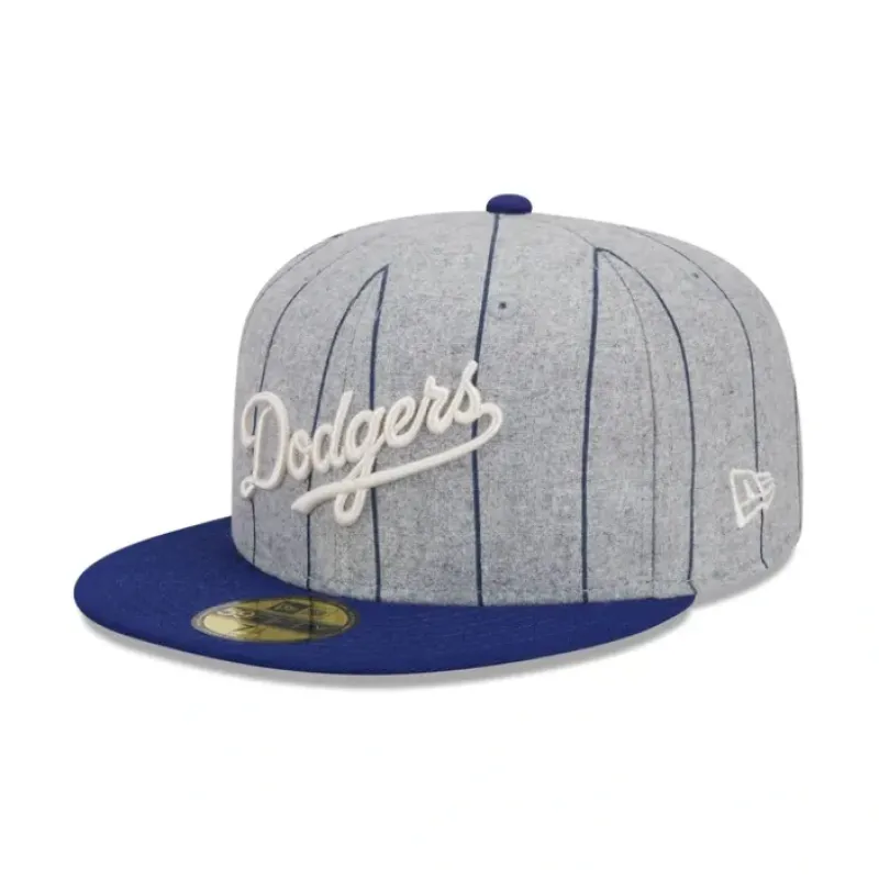Fashion Los Angeles Dodgers Heather Pinstripe 59FIFTY Fitted Hat - KTGCaps - Baseball caps for various teams, purchased online at a discount