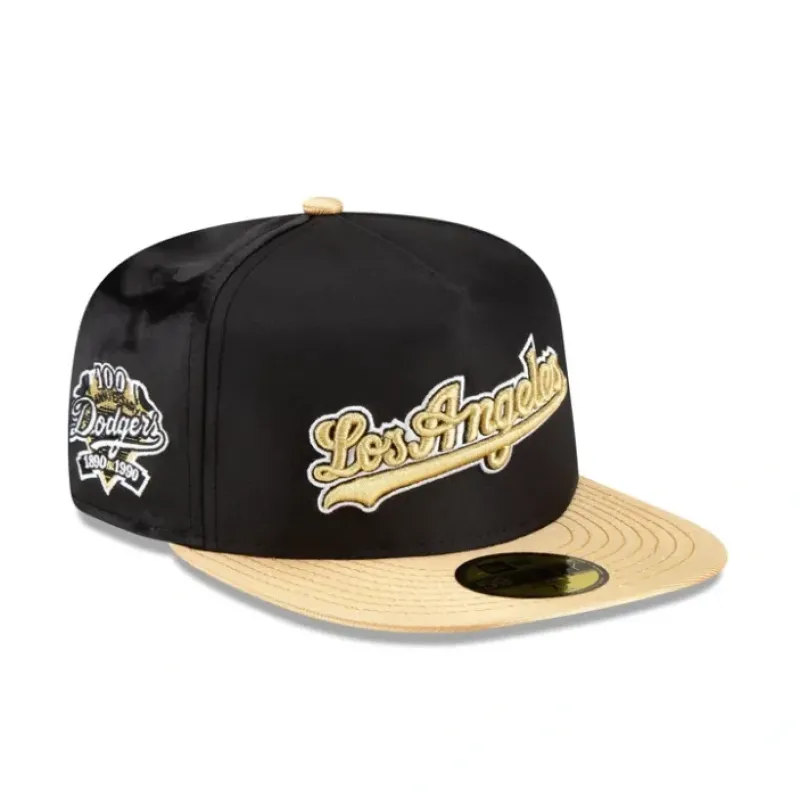 Fashion Los Angeles Dodgers Metallic Gold 59FIFTY AFrame Fitted Hat - KTGCaps - Baseball caps for various teams, purchased online at a discount