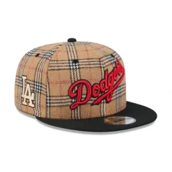 Discount Los Angeles Dodgers Tan Tartan 9FIFTY Snapback Hat - KTGCaps - Baseball caps for various teams, purchased online at a discount