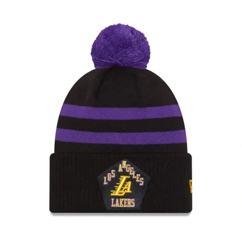 Fashion Los Angeles Lakers 2023 City Edition Pom Knit Hat - KTGCaps - Baseball caps for various teams, purchased online at a discount