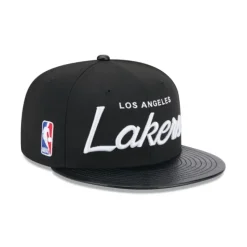 Hot Los Angeles Lakers Faux Leather Visor 9FIFTY Snapback Hat - KTGCaps - Baseball caps for various teams, purchased online at a discount