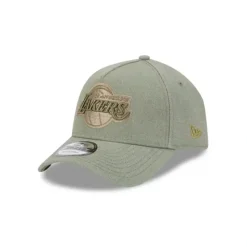 Fashion Los Angeles Lakers Logo Essentials Olive 9FORTY AFrame Snapback Hat - KTGCaps - Baseball caps for various teams, purchased online at a discount
