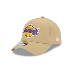Flash Sale Los Angeles Lakers Logo Essentials Khaki 9FORTY AFrame Snapback Hat - KTGCaps - Baseball caps for various teams, purchased online at a discount