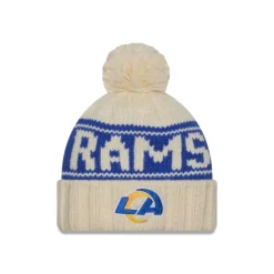 Shop Los Angeles Rams 2024 Cold Weather Chrome Pom Knit Hat - KTGCaps - Baseball caps for various teams, purchased online at a discount