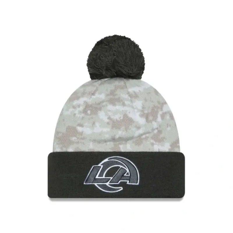 Flash Sale Los Angeles Rams 2024 Salute to Service Pom Knit Hat - KTGCaps - Baseball caps for various teams, purchased online at a discount